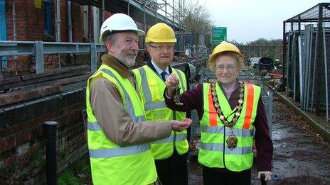 Gerallt Nash of the National History Museum at St Fagans with Monmouthshire council chairman Maureen Powell and joint deputy leader Bob Greenland