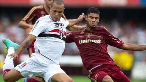 Sao Paulo (white) play Fluminense in a Brazilian championship football match in November