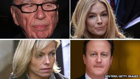 Rupert Murdoch, Sienna Miller, Kate McCann and David Cameron