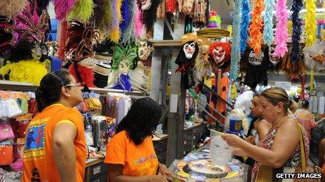 Shoppers at a carnival market in Rio de Janeiro