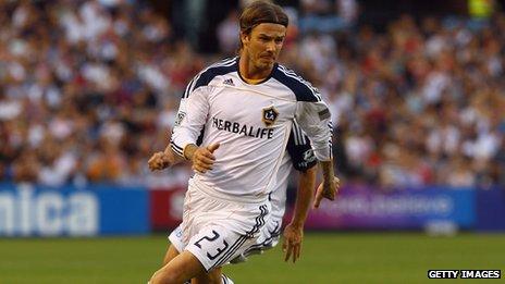 David Beckham playing for LA Galaxy