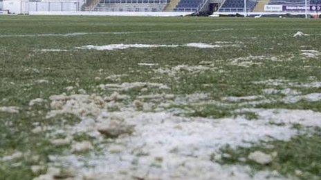 Frozen football pitch