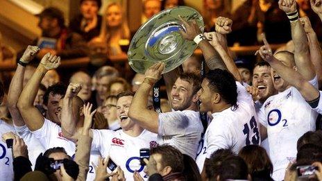 England lift the Sir Edmund Hillary shield