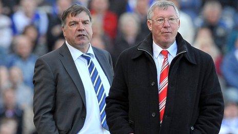 West Ham manager Sam Allardyce and Manchester United manager Sir Alex Ferguson