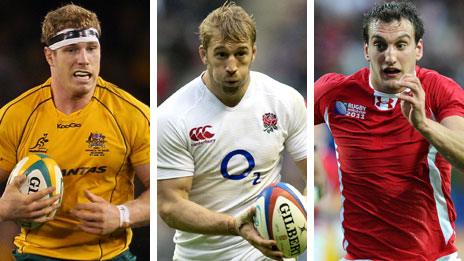 Australia's David Pocock, England captain Chris Robshaw and Wales counterpart Sam Warburton