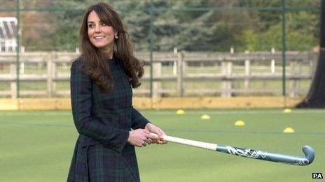 Catherine Middleton playing hockey at her old school in Berkshire