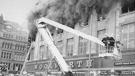 The fire at the Woolworth store in Manchester in 1979