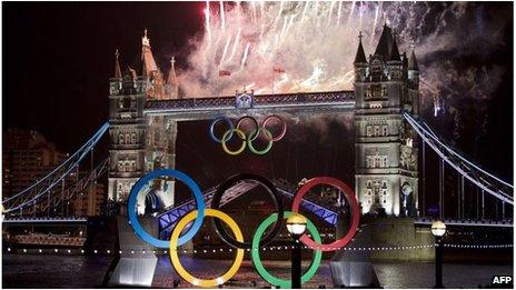 London Bridge and the Olympic rings