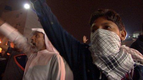 Night-time protest in Muhazza, Bahrain