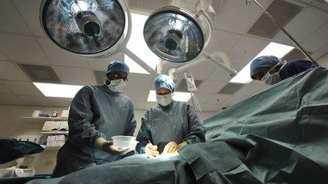 Surgeons performing an operation