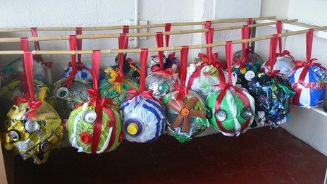 The baubles pictured before they were hung up