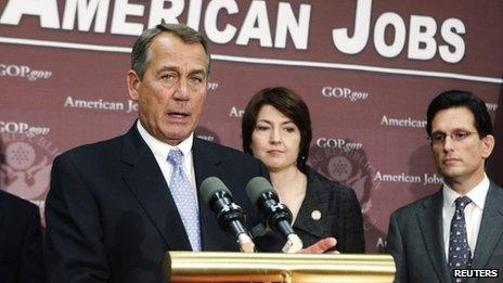 US House Speaker John Boehner speaks during a news conference on the fiscal cliff 5 December 2012