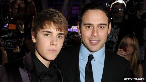 Justin Bieber and Scooter Braun