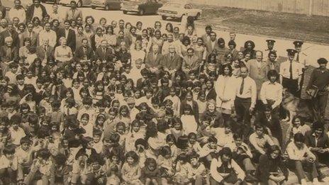 Some of the refugees and helpers at Greenham Common