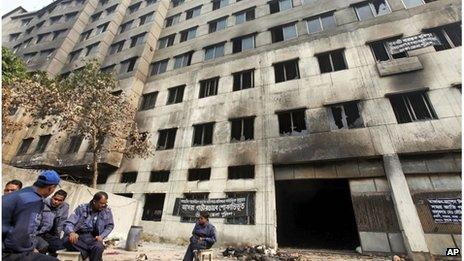 The damaged Tazreen garment factory on the outskirts of Dhaka