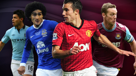 Sergio Aguero, Marouane Fellaini, Robin van Persie, Kevin Nolan