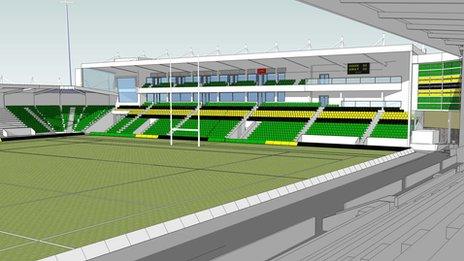 An artist's impression of the new stand at Franklins Gardens