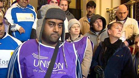 Protesters at council offices