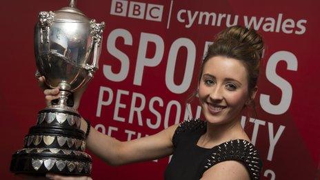 Jade Jones celebrates winning BBC Cymru Wales Sports Personality of the Year 2012