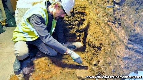 Ian Milsted working on a section of Roman road found at York Minster.