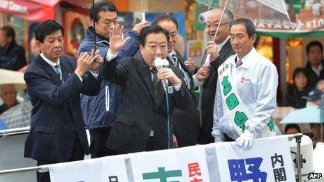 PM Yoshihiko Noda campaigns in Fukushima on 4 December 2012