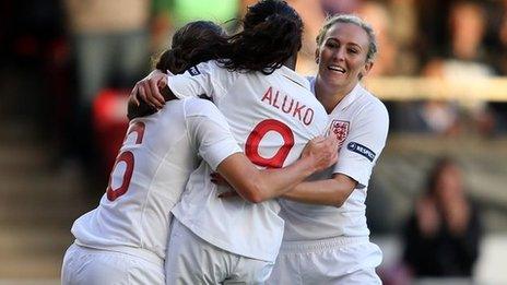 England women celebrate against Croatia