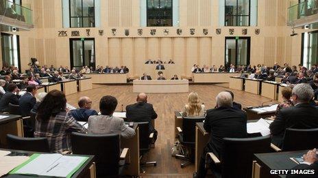 Parliamentarians attend a session of the German Bundesrat