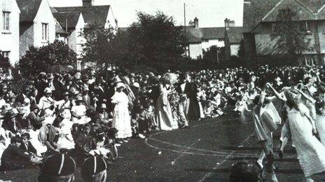 Dancing around the maypole at Y Groes, Rhiwbina