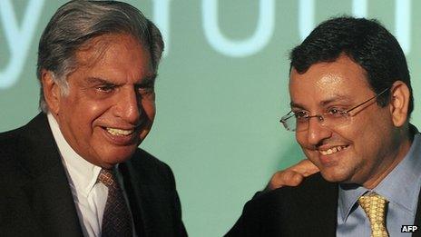 Ratan Tata (l) with successor Cyrus Mistry (r)