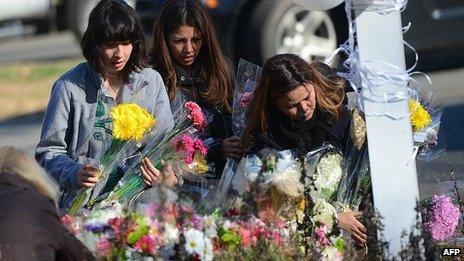 Flowers left outside the school