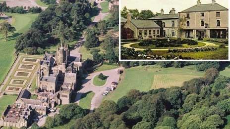 Margam Park and the former Wepre hall (inset)