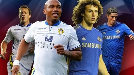 Left to right: Luciano Becchio, El Hadji-Diouf, David Luiz, Fernando Torres