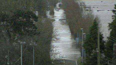 Flooded A361 road