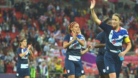 Captain Casey Stoney leads the celebrations after Team GB's 1-0 win over Brazil