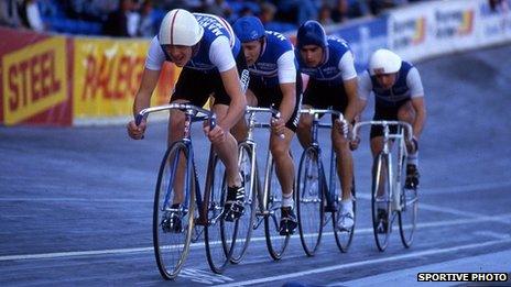 Chris Boardman leads a four man sprint team in Leicester