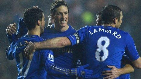 Chelsea celebrate at Leeds