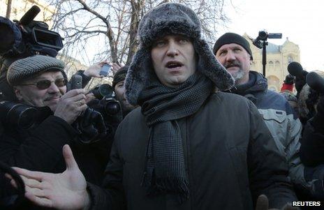 Alexei Navalny at a protest rally in Moscow, 15 December