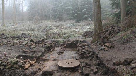 Unearthed water mill on the North York Moors