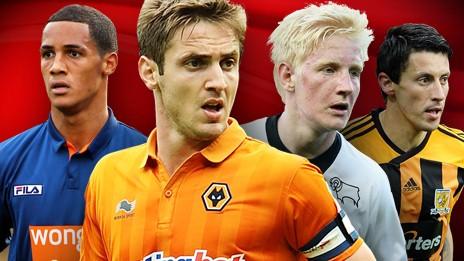 Tom Ince, Kevin Doyle, Will Hughes and Robert Koren