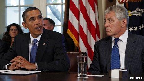 Barack Obama and Chuck Hagel. 4 Dec 2012