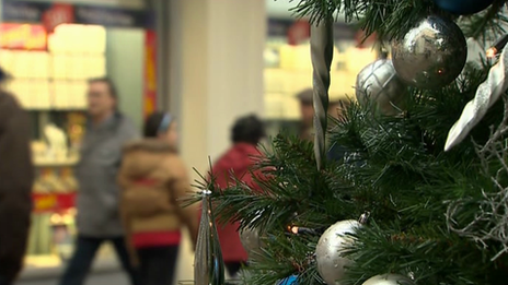 Christmas tree in Carmarthen shopping street