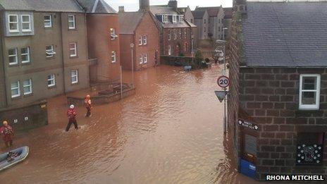 Rescue teams evacuated residents from Bridgefield in Stonehaven