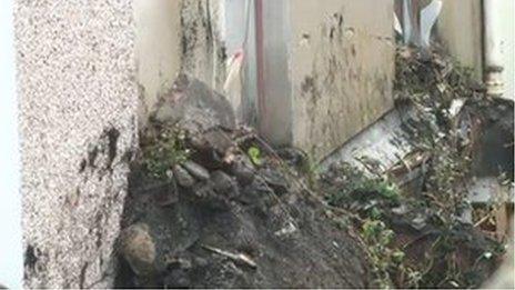 Part of the collapsed wall in Pontypridd