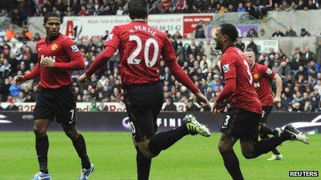 Manchester United celebrate their goal