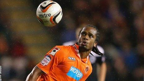 Blackpool forward Nathan Delfouneso