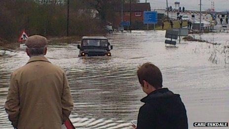 A57 flooded at Newton-on-Trent