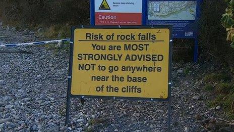 Cliff fall warning