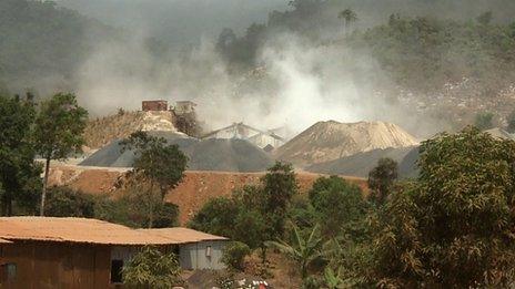 Crushing stones in Sierra Leone