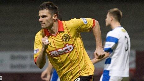 Craig celebrates scoring for Partick Thistle against Morton