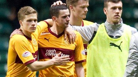 Motherwell forward Jamie Murphy (centre)